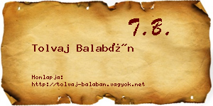 Tolvaj Balabán névjegykártya